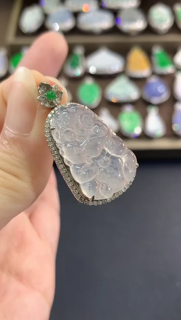 吊坠(不含链)18K金镶嵌翡翠d81