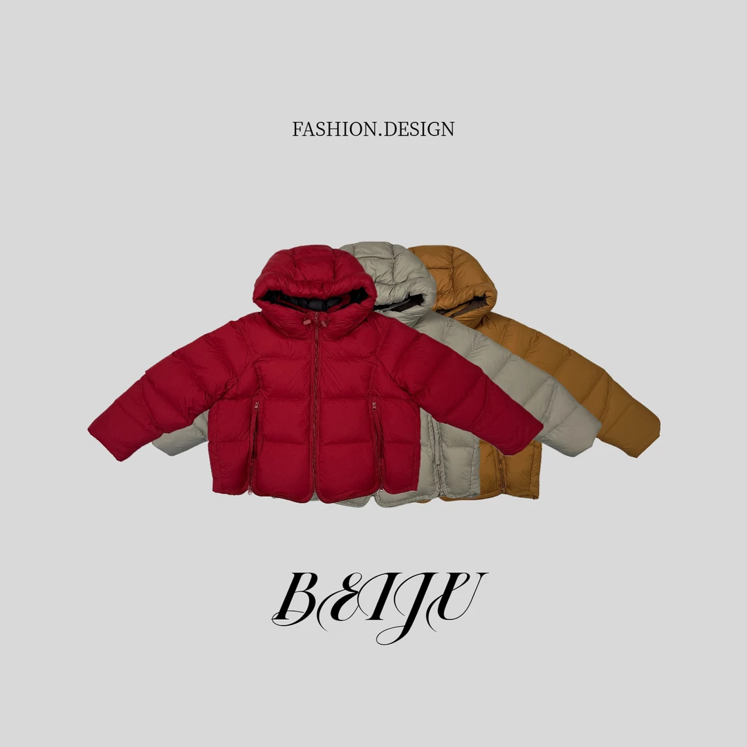 BEIJU【收藏家】连帽面包服90鸭绒羽绒服女短款宽松保暖外套A8533