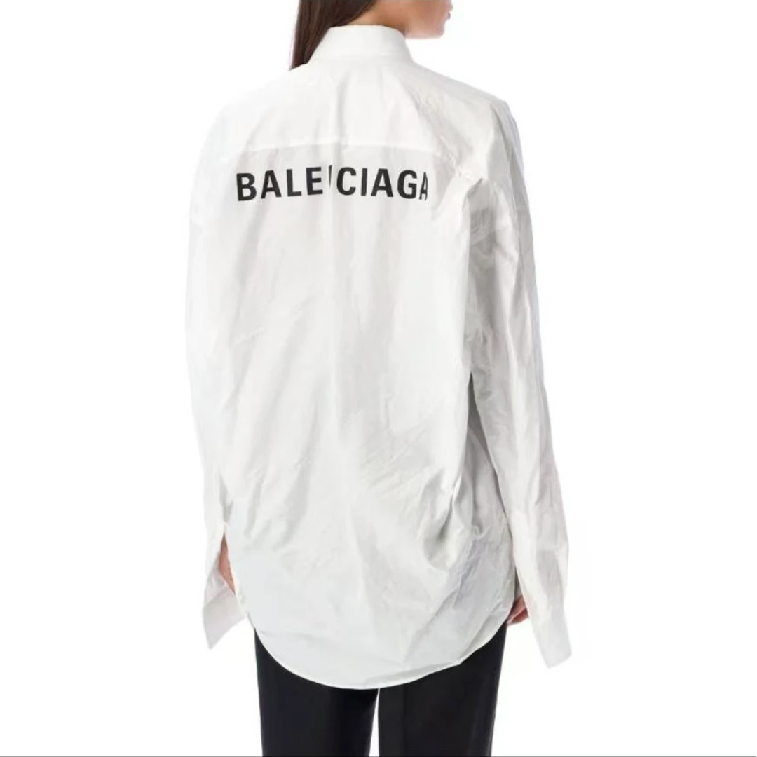 95新 Balenciaga/巴黎世家 巴黎世家白色字母印花衬衫/dd658