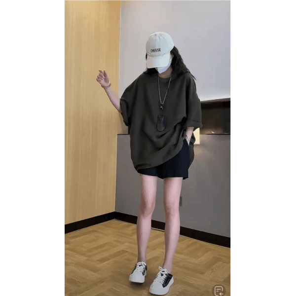 硕哥亚麻宽松休闲夏季女显瘦复古洋气T恤小众百搭短袖 21711