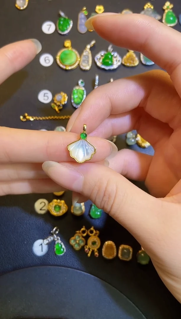 吊坠(不含链)银S925镶嵌翡翠1