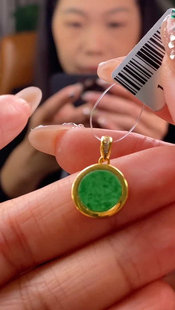 颈饰银S925镶嵌翡翠净货16695