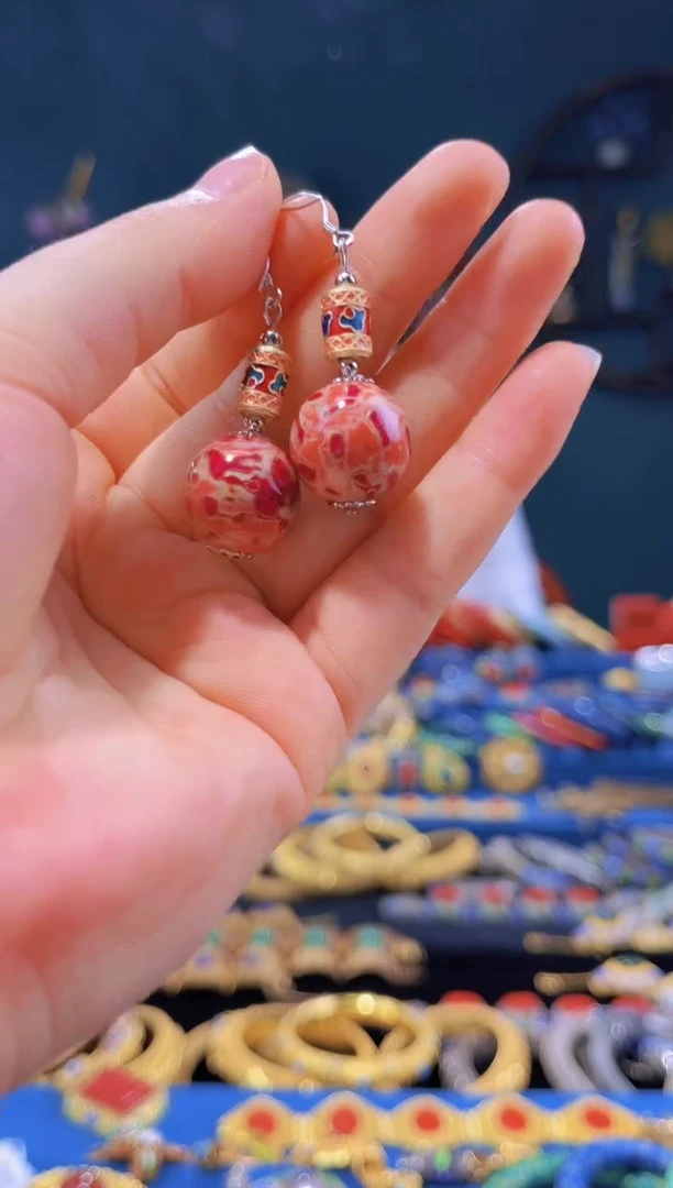 【闪购商品】非遗绝技 犀皮漆耳环 米红