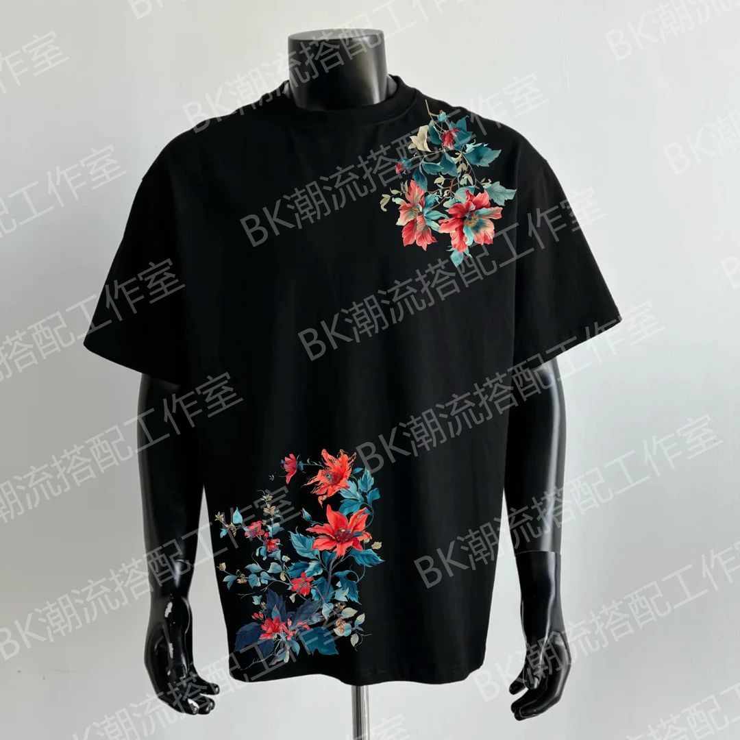 230g国风男士纯棉重磅T恤印花短袖夏季圆领半袖T恤个性时尚