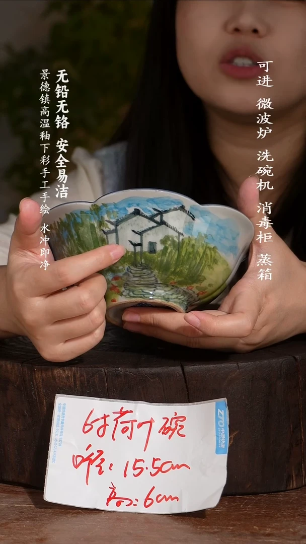 碗陶瓷景德镇高温瓷釉下彩手绘陶瓷