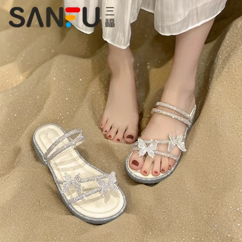 三福撤柜2025新款仙女风气质法式配裙子女外穿沙滩鞋法式尤莱特