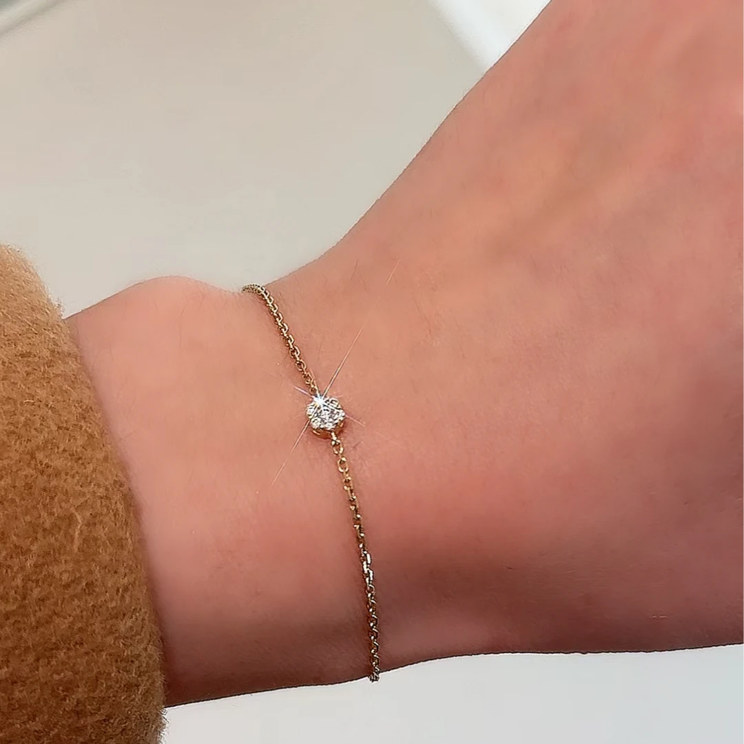 实验室培育钻石有钱“花”18K金款/半绳半链款手链