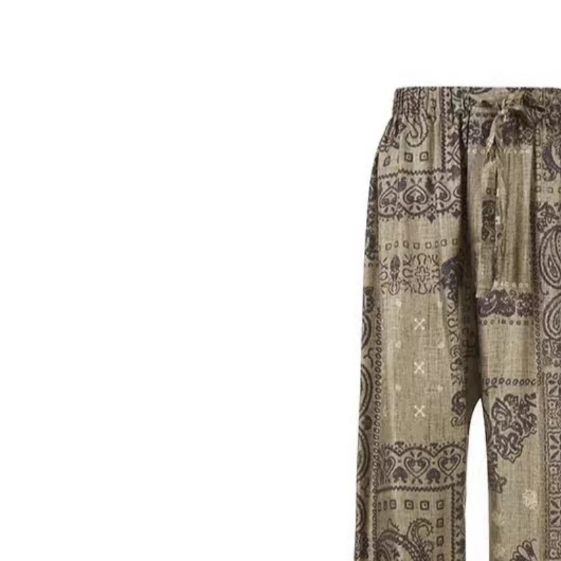 【年华】复古老钱风松紧腰直筒休闲裤高腰宽松薄宽裤子.Y6241