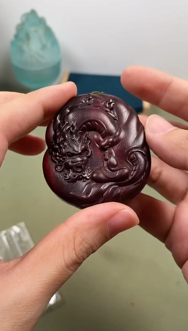 染料紫檀（血檀）非洲小叶紫檀苍龙问佛牌