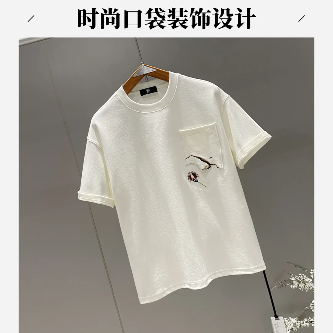 尼昆夏季新款男士趣味印花圆领短袖T恤美式潮流休闲宽松百搭半袖t