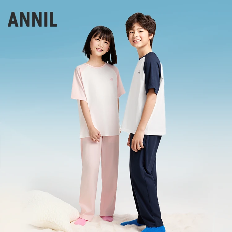 【夏季家居】男女童短袖家居服套装春季新款安奈儿童装JM521059