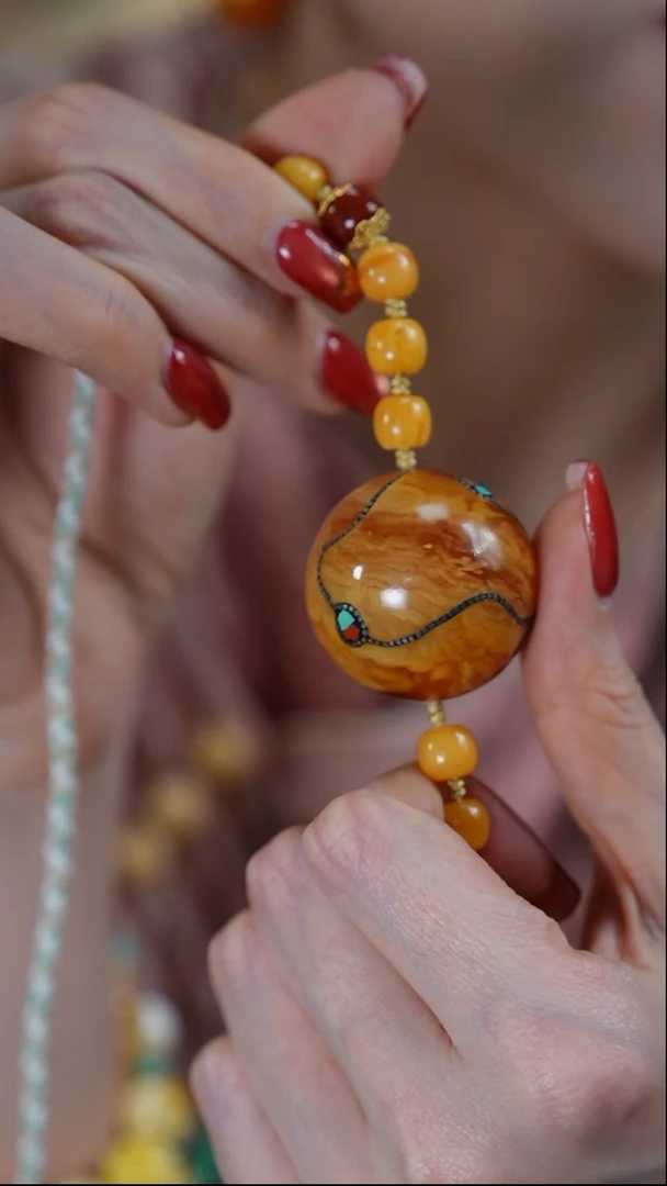 【闪购商品】琥珀颈饰未镶嵌尼泊尔圆珠