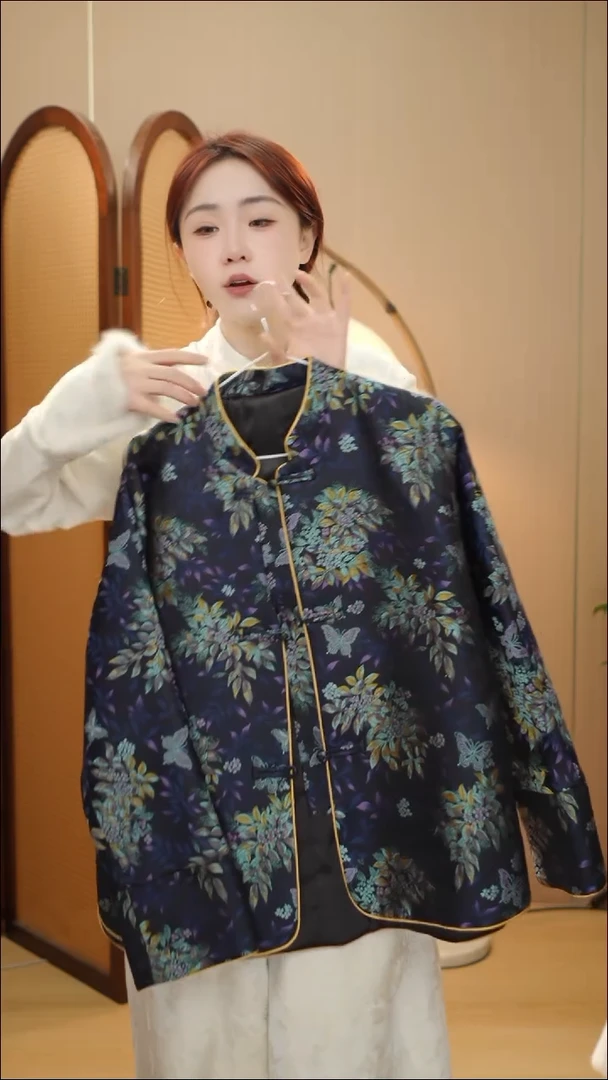 三马桂花蝴蝶夹棉外套