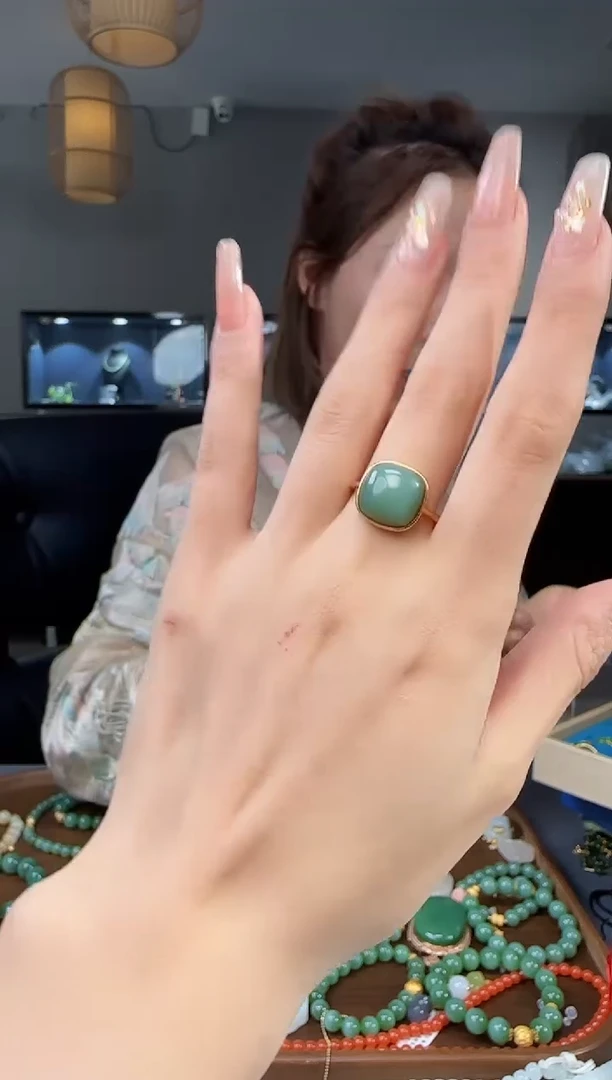 和田玉戒指银S925镶嵌1