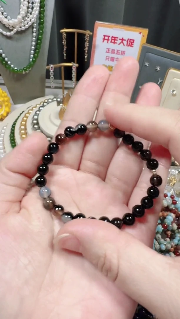 【闪购商品】玛瑙/玉髓手链合金黑玛瑙手链