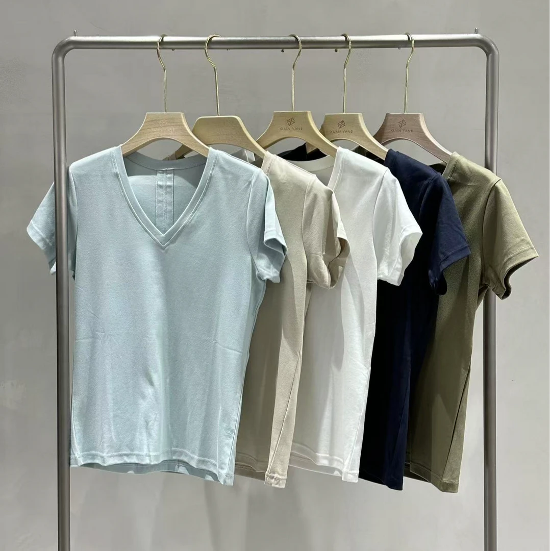 Xuan Yan 夏季v领棉T X25TC1023