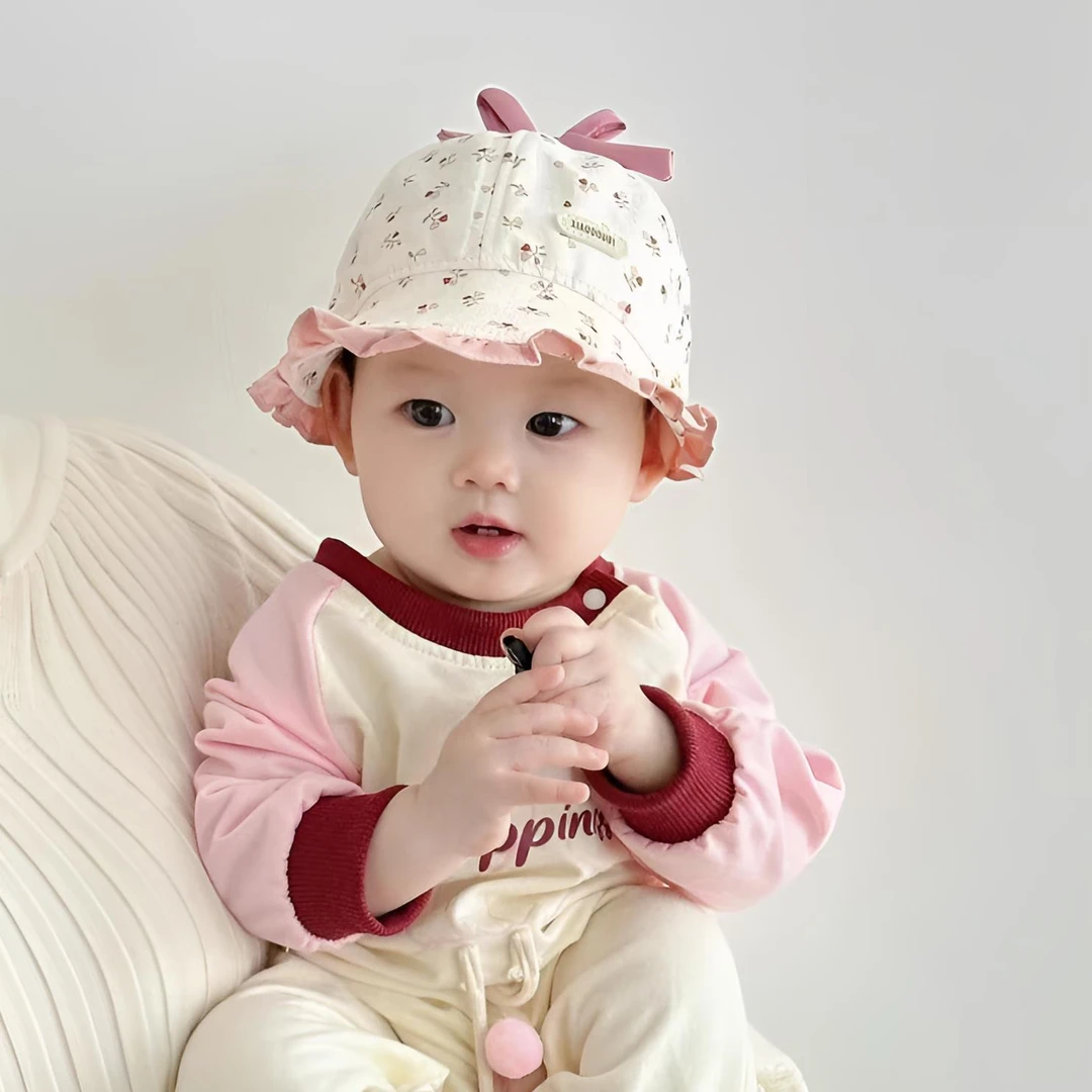 复古蝴蝶结婴儿帽子春秋薄款遮阳防晒鸭舌帽女宝宝小月龄棒球帽夏
