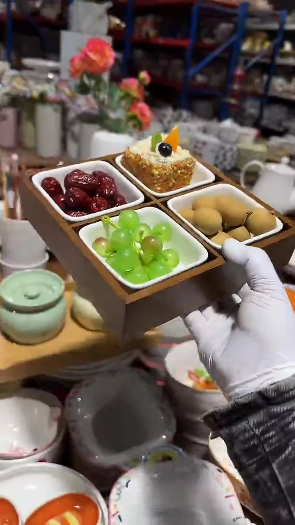 陶瓷5件套木托盘方碗微瑕 凑满20元包邮