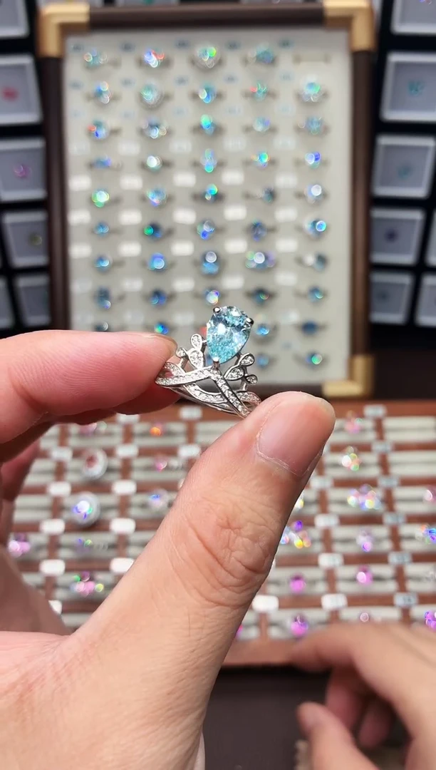 银S925镶嵌戒指海蓝宝石神***饭1888