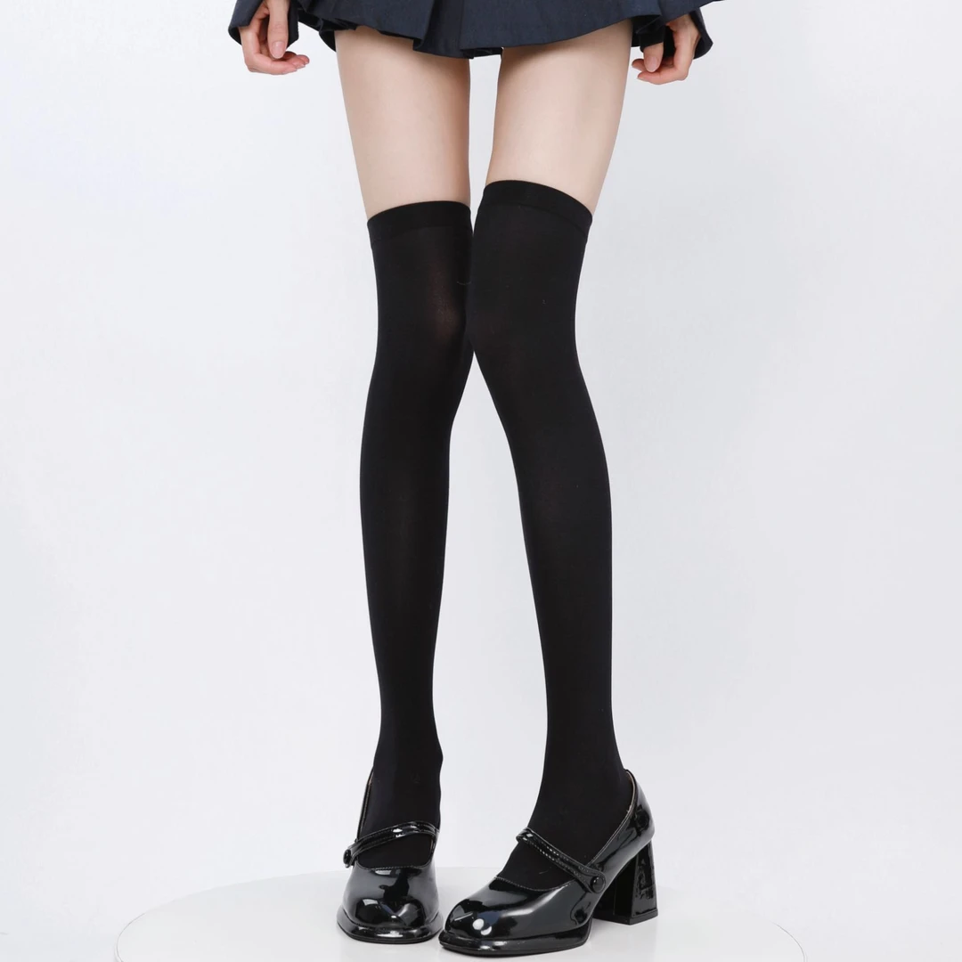 纯欲少女风性感透肉过膝黑丝袜压力瘦腿jk高筒打底袜超薄百搭白丝