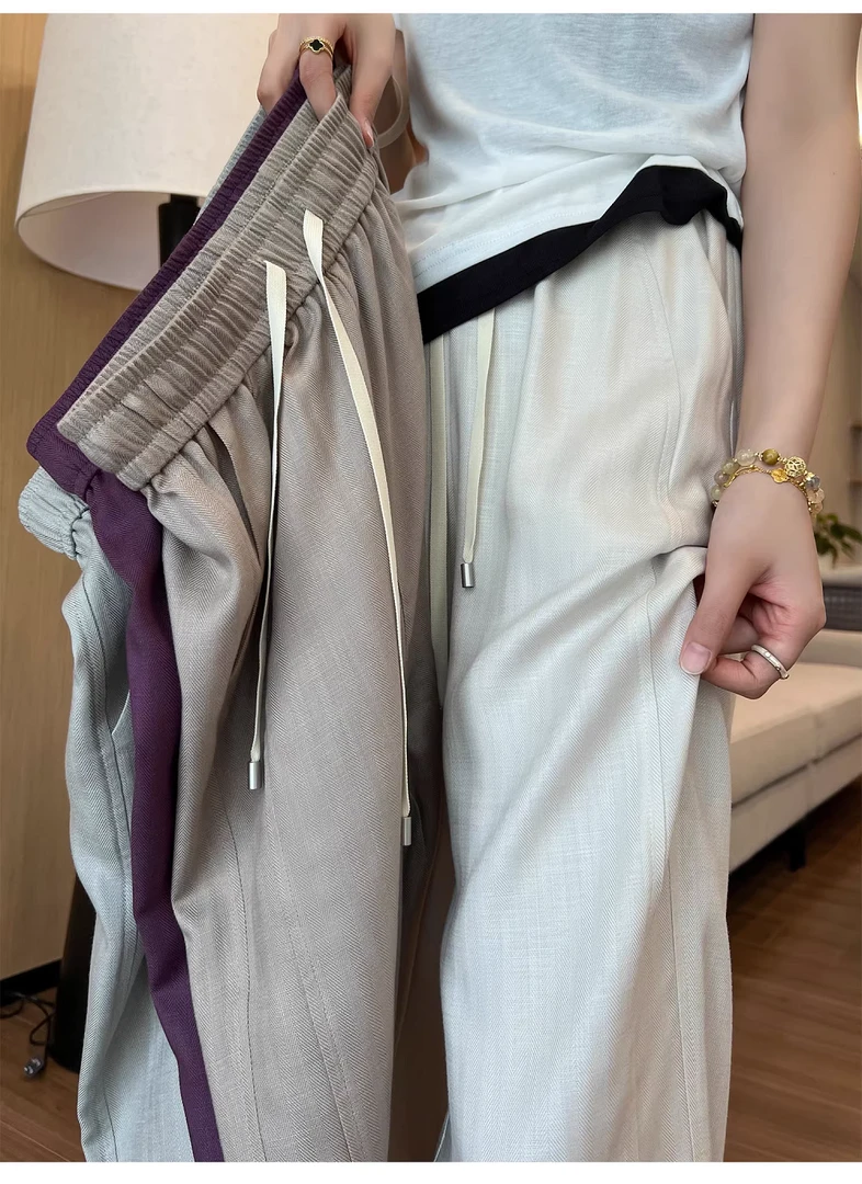 【天丝+亚麻】麻阔腿裤女夏季新款冰感高腰显瘦宽松垂坠感休闲百搭