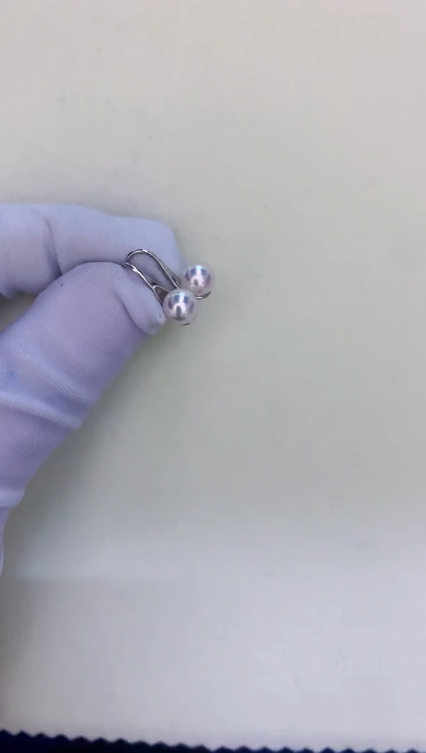 银S925镶嵌DA海水珍珠 GD054 耳钩