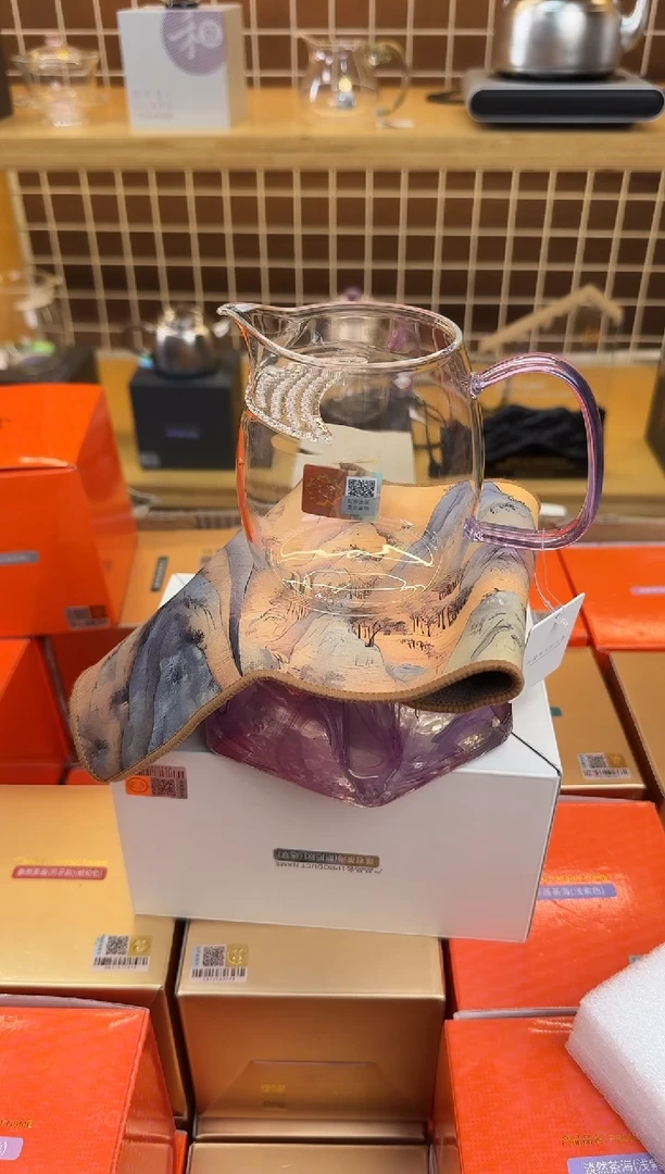 @@禾器晶彩泰然月牙浅紫色+禾器茶巾千里江山