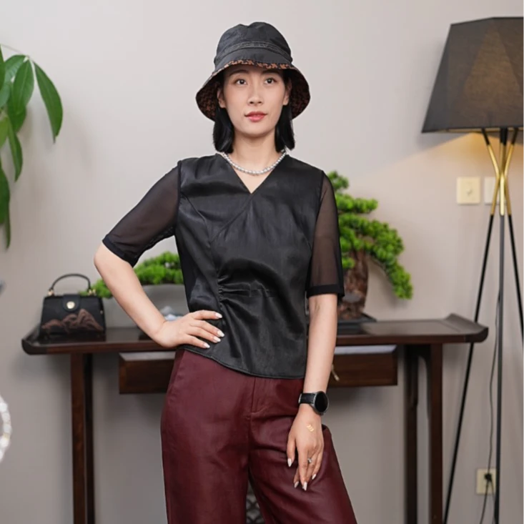 丝迷 25款香云纱春夏半袖中式上衣S3593