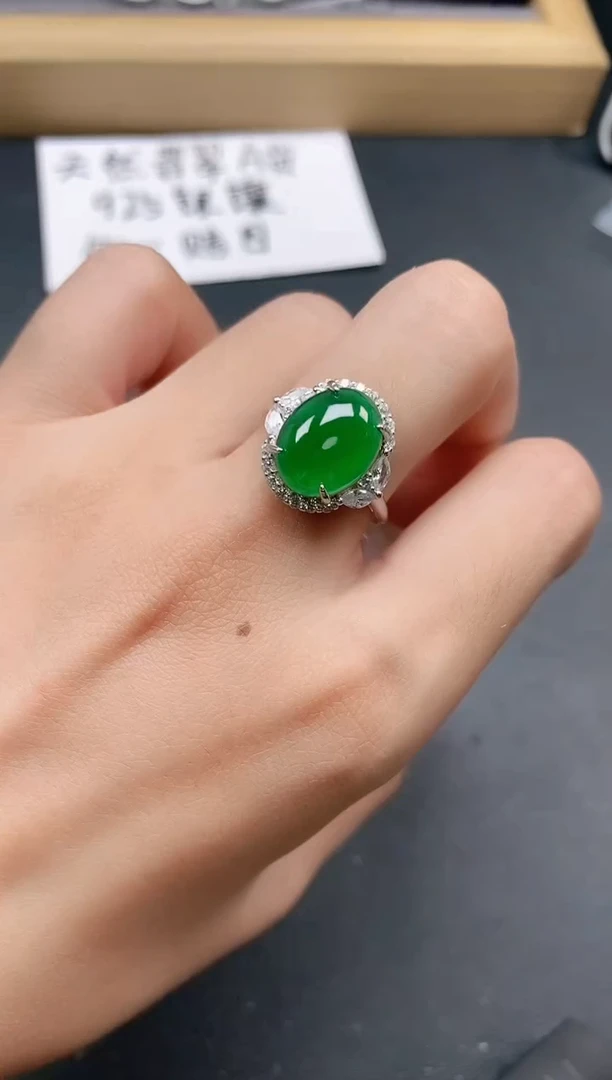 银S925镶嵌戒指翡翠11111