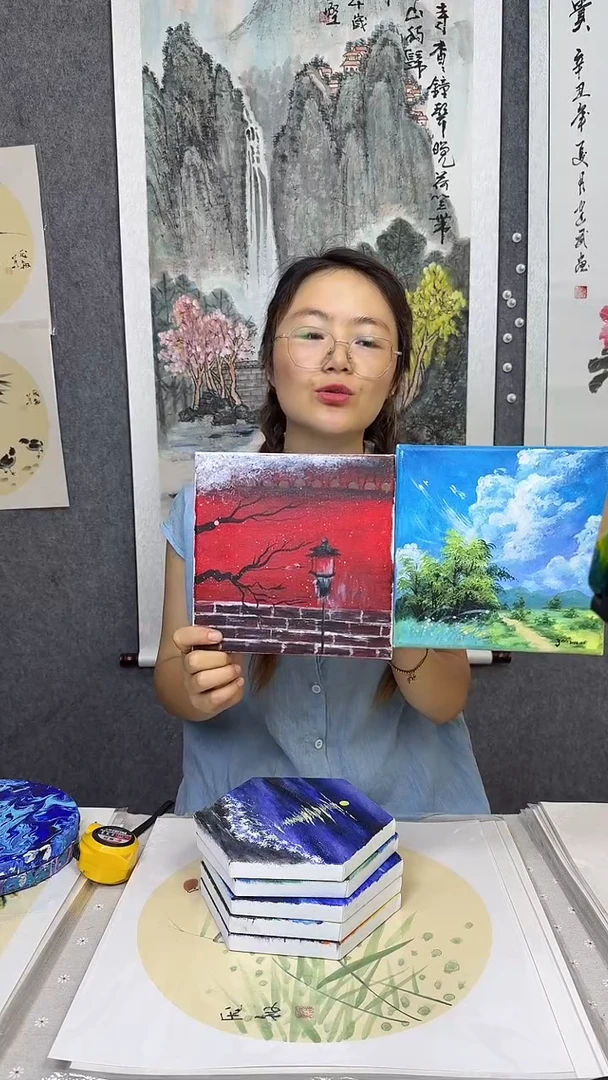 丙烯画个人纯手绘富饶拍拍成功