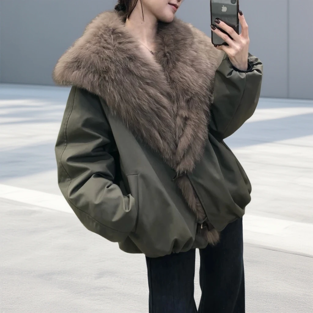 霖优韩版设计感可拆卸大翻领棉服外套女冬季新款派克服夹克大衣女