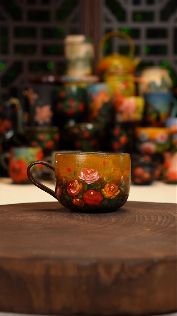 油画手绘釉下彩杯子