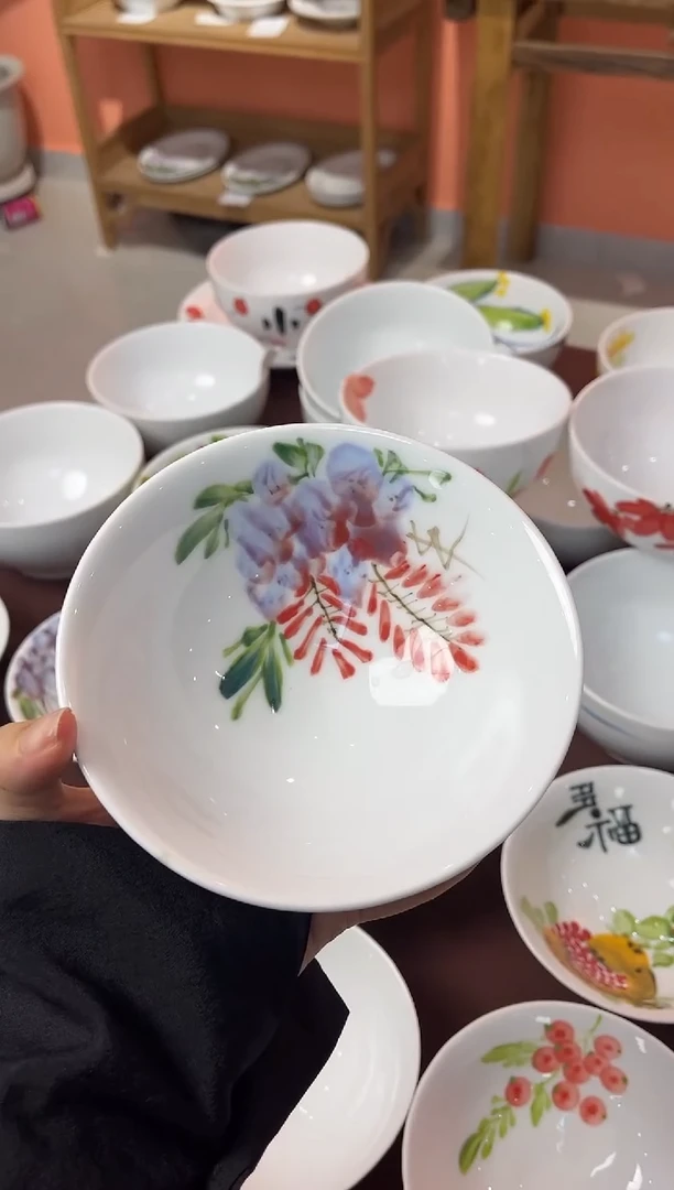 陶瓷景德镇高温釉中彩陶瓷餐具-斗笠