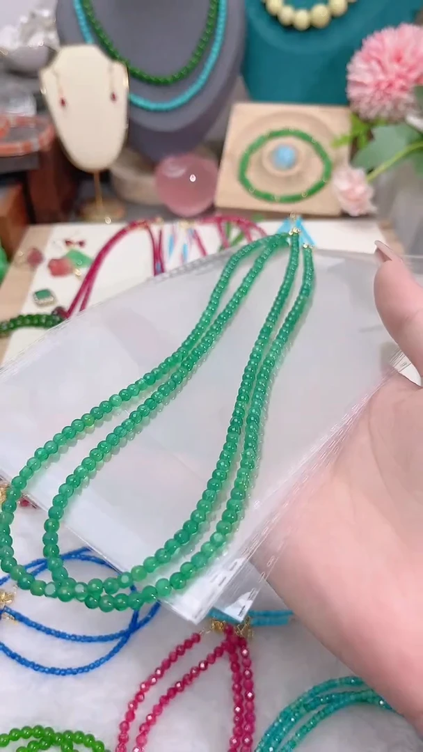 银S925镶嵌颈饰绿水晶切面89