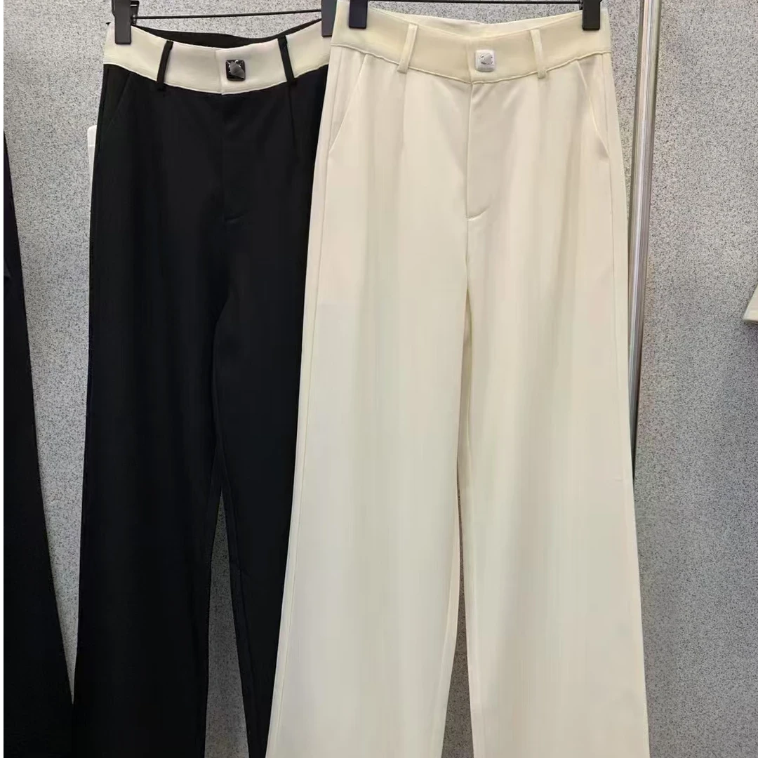 W4319王仙女 （香宝醋酸裤）垂坠感气质高腰百搭简约女士直筒裤