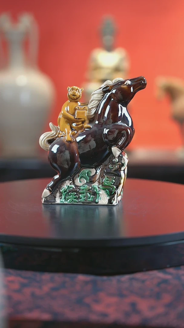 【闪购商品】陶瓷唐三彩马上封侯1件