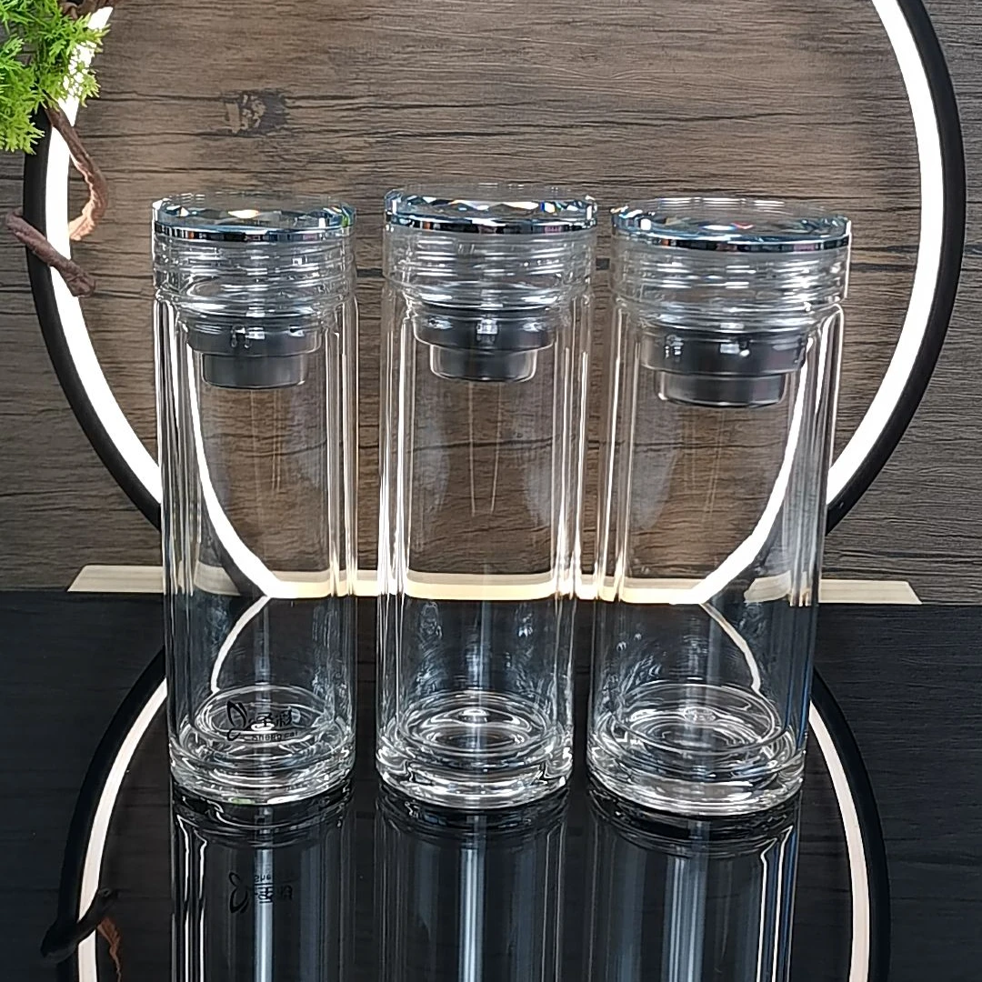 新款高品质钻石面水晶高硼硅玻璃杯时尚办公居家车载高茶水分离杯