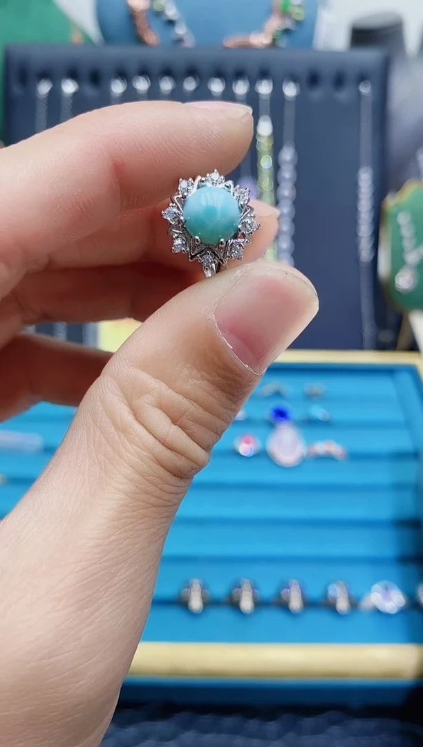【闪购商品】针钠钙石（海纹石）戒指银S925镶嵌1121