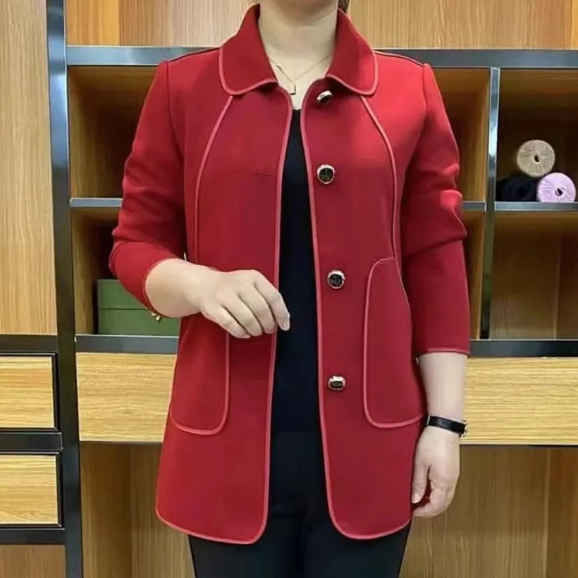 春季新款时尚百搭显瘦减龄气质洋气宽松简约女士风衣妈妈装外套02