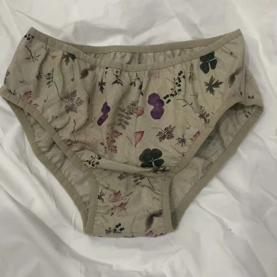 100汉麻印花女士短裤低腰松紧抑菌亲肤不扎不刺透气吸汗