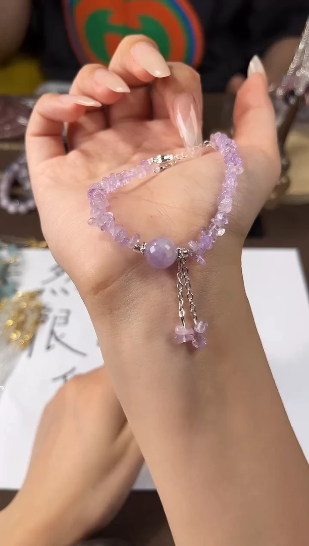 水晶手链未镶嵌紫水晶碎石手链某山同款