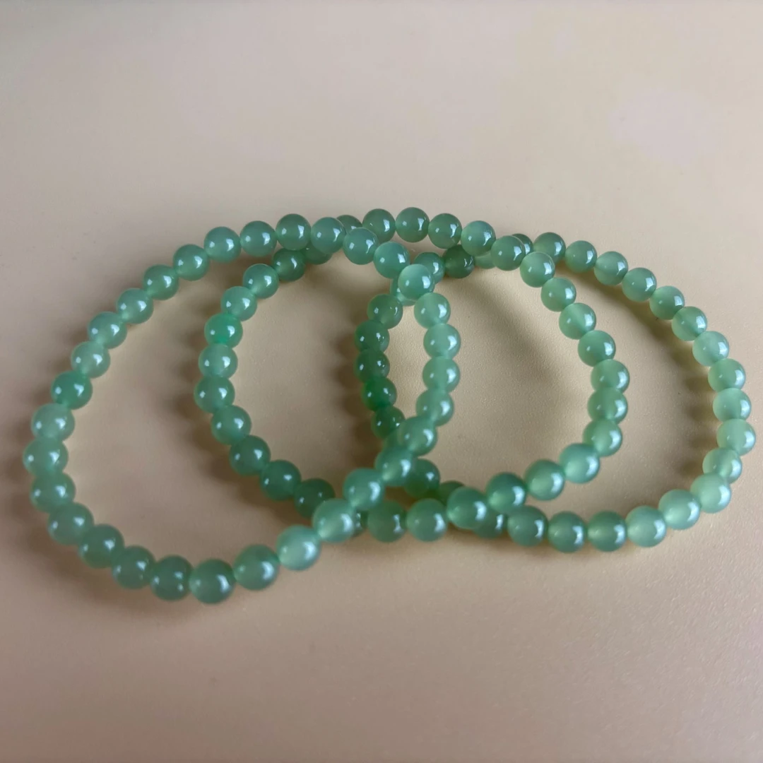 约5-6mm和田玉冰晴水圆珠单圈手串多样性发一