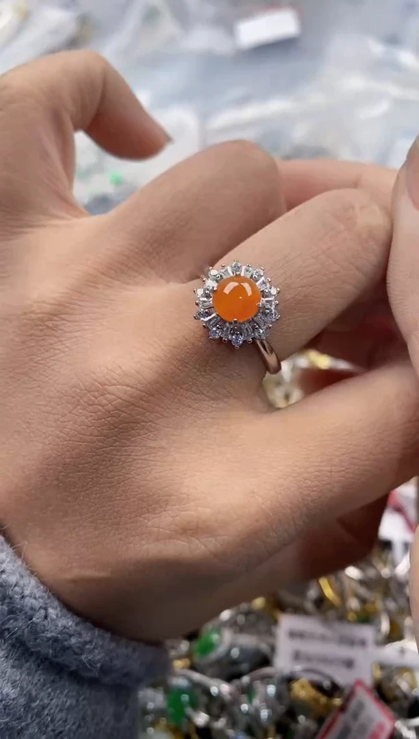 银S925镶嵌戒指翡翠555---1