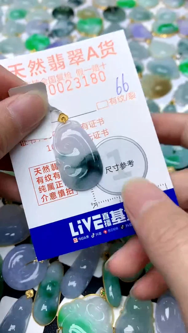 【闪购商品】翡翠颈饰18K金镶嵌66天然A货翡翠