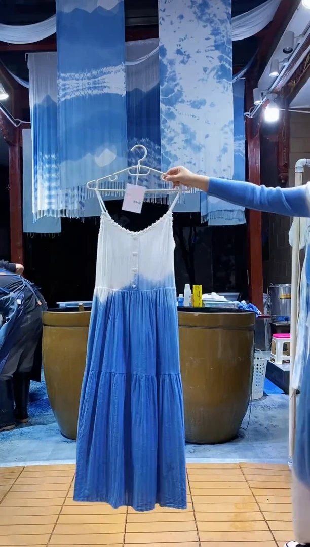 云浅蓝深 扎染服装  8948