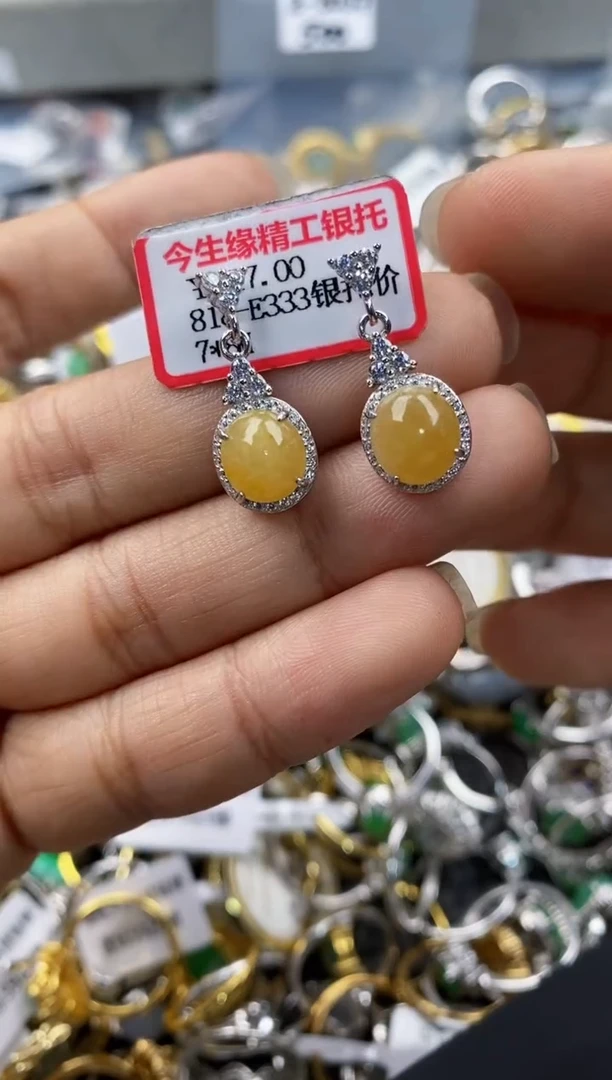 银S925镶嵌戒指翡翠777---7