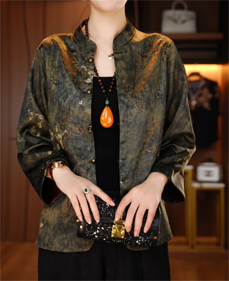 诺诗 新款洋气宽松显瘦优雅轻奢气质印花百搭小衫V25M123