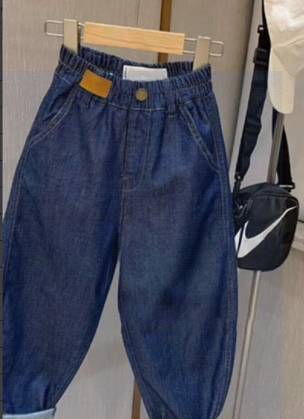 男童裤子夏装2025新款儿童牛仔裤女童长裤网红炸街萝卜休闲裤薄款