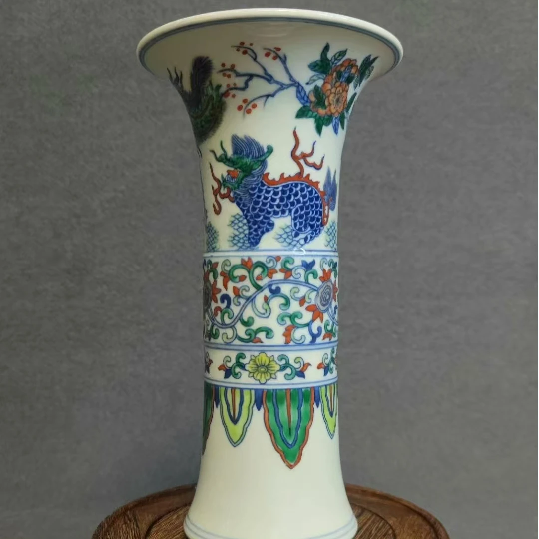 《麟凤呈祥》青花五彩凤尾尊