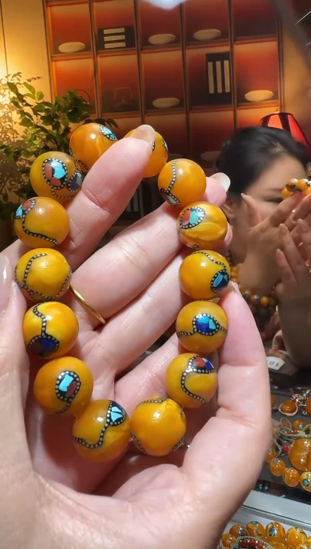 蜜蜡颈饰未镶嵌333天然蜜蜡珠宝奇石全都保真